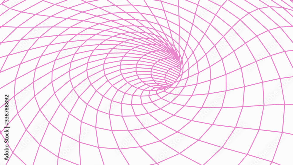 Poster abstract tunnel. vector wormhole. 3d corridor mesh.