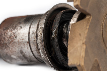 Old car parts isolated on white background.Copy space