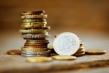 Stapel Münzen Euro Nahaufnahme