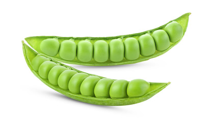 Green peas on white background