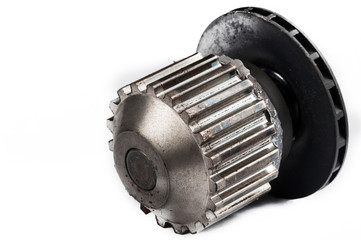 Old car parts isolated on white background.Copy space