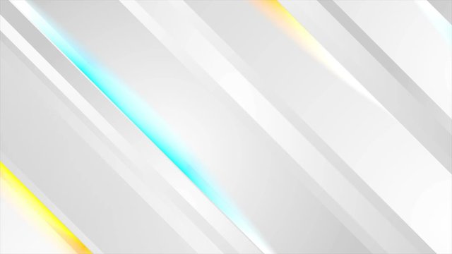 Geometric grey technology motion background with blue yellow neon lines. Seamless loop. Video animation Ultra HD 4K 3840x2160