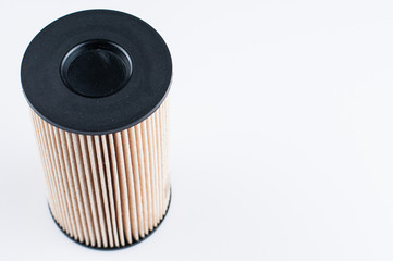 New oil filter isolated on white background.Copy space