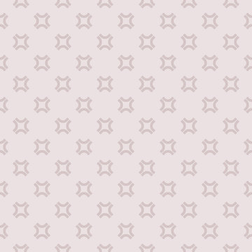Elegant vintage seamless pattern. Subtle abstract background with simple geometric shapes, rounded crosses. Texture in soft pastel colors, pale pink and purple. Delicate design for decor, fabric, wrap