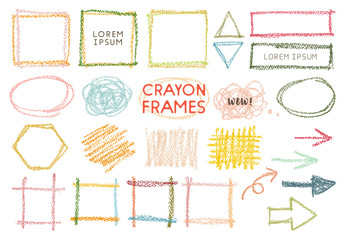 crayon hand drawn doodle frames (vector)