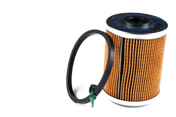 New oil filter isolated on white background.Copy space