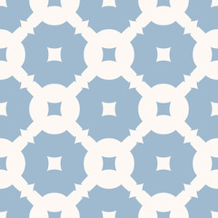 Obraz na płótnie Canvas Blue geometric seamless pattern with floral shapes, tiles, squares. Elegant texture in pastel colors, soft blue and white. Vintage abstract repeat background. Design for decor, print, fabric, ceramic