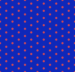 Vector minimalist geometric seamless pattern with tiny hexagons. Colorful funky style texture. Trendy bright colors, red and electric blue. Retro 1980-1990's fashion background. Repeat minimal design