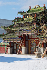 Naklejka premium ULAANBAATAR, MONGOLIA, March 9, 2020 : Winter palace of Bogd Khan in city center.