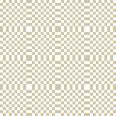 Fototapeta premium Vector golden checkered geometric seamless pattern with small squares, repeat tiles. Abstract gold and white minimal texture. Pixel art. Simple modern minimalist background. Design for decor, textile