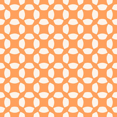 Vector orange grid texture. Abstract geometric seamless pattern with net, mesh, grid, lattice, diagonal cross lines, curved shapes, repeat tiles. Simple colorful background. Minimal decorative design