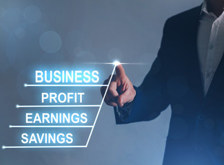 Businessman pointing to some suggestions for growing the future business plan.
Concept of business...
