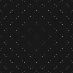 Vector minimalist seamless pattern. Subtle abstract black and white geometric texture with thin curved lines, tiny shapes. Simple minimal background. Modern dark design for decor, wallpapers, covers