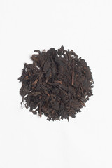 Loose tea.
Laid out on a white background.