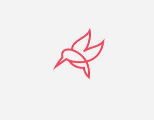 Creative abstract linear red hummingbird bird logo icon for your company