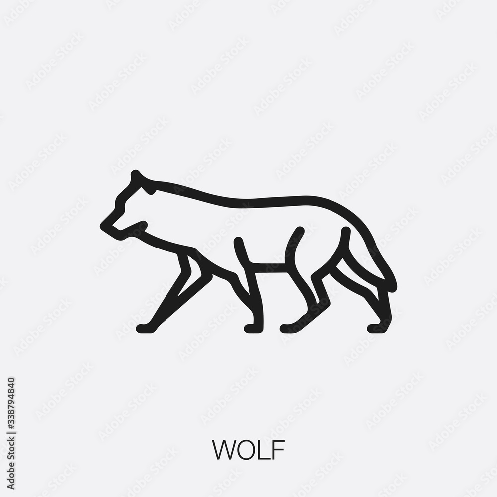 Poster wolf icon vector. linear style sign for mobile concept and web design. wolf symbol illustration. pix