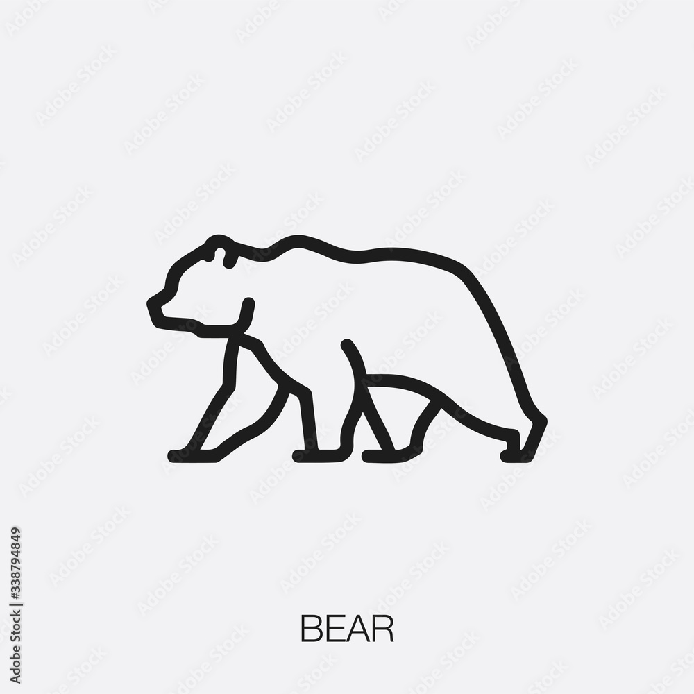 Poster bear icon vector. linear style sign for mobile concept and web design. bear symbol illustration. pix