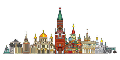 Fototapeta premium Moscow colorful line art 8