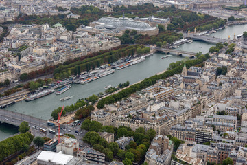 Top view of river Seine from the Eiffel Tower in Paris, France
