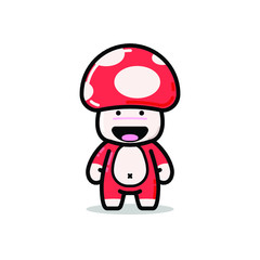 CUTE MUSHROOM  MASCOT CHARACTER ILLUSTRATION