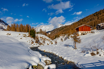 Schi Dorf Obergurgl in 2000 Höhenmetern im Winter, Tirol, Österreich,