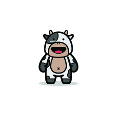 cute cow smile mascot character illustration