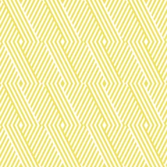  Vector geometrische lijnen naadloze patroon. Moderne textuur met diagonale strepen, onderbroken lijnen, chevron, zigzag, rieten vormen. Gele kleur. Eenvoudige abstracte geometrie. Stijlvolle herhalende grafische achtergrond © Olgastocker