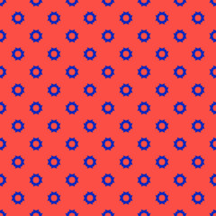 Fototapeta premium Modern minimal seamless pattern. Crazy vector abstract texture in bright colors, neon red and blue. Simple geometric floral ornament. Retro fashion 1990's style background. Repeat minimalist design