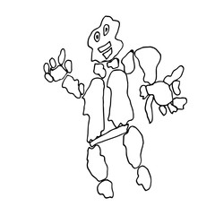 Fototapeta premium Huge stone monster. Vector illustration, doodle, black lines.