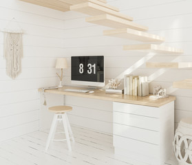 Home office, work from home,  3d render