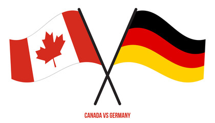 Canada and Germany Flags Crossed And Waving Flat Style. Official Proportion. Correct Colors