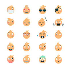Emotion icons. Set of flat Emoji symbols.
