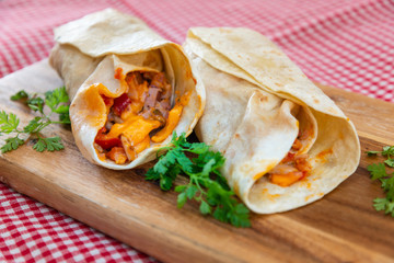 bacon chicken wrap - meat of chicken buttle in rest of bacon fume cooked