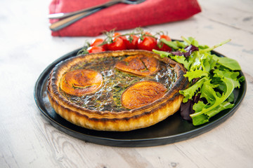 Spinach goat cheese tart with cream