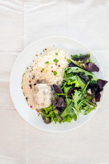 Veal Paupiette stewed with cream and rice