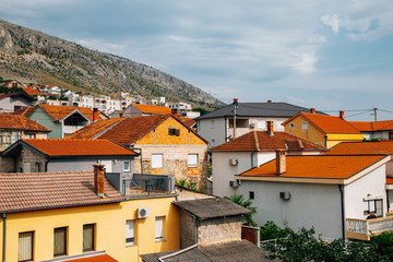 Mostar old town houses in Bosnia and Herzegovina