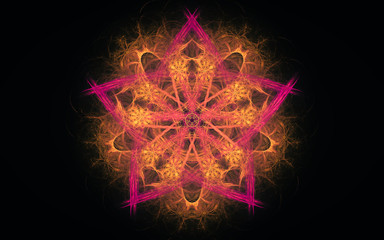 abstract illustration of a fantastic star with many rays on a black background