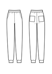 Trackpants, trackies, casual wear. Fashion Illustration, woman sportswear