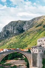 Stari most bridge and old town in Mostar, Bosnia and Herzegovina