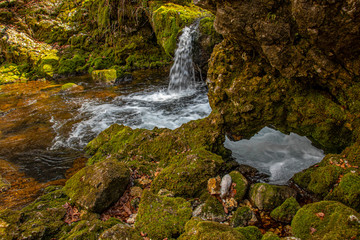 Waterfalls or river Kropa near Voje, Bohinj valley