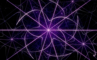 Obraz premium abstract illustration of a fantastic star with many rays on a black background