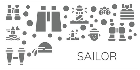 Modern Simple Set of sailor Vector filled Icons