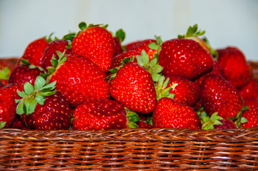 Basket of delicious red strawberries