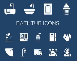 Modern Simple Set of bathtub Vector filled Icons