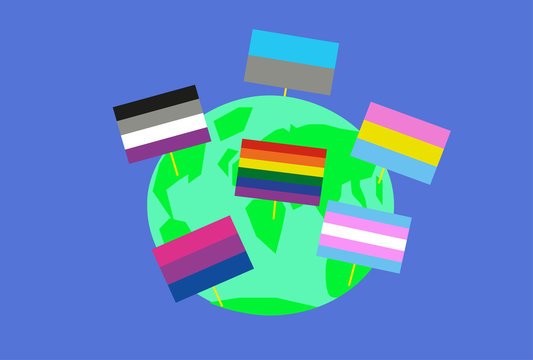 Gender symbol icons on blue background. Vector illustration.