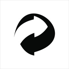 Black recycle symbol. Three black arrows circulate. Management of waste materials that are garbage and pass through the transformation process, especially the melting process. Re-create new materials.