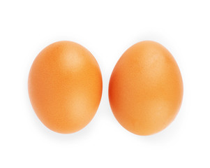 Chicken eggs on a white background