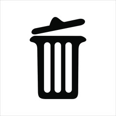 trash can icon vector illustration, Black illustration isolated for graphic and web design.