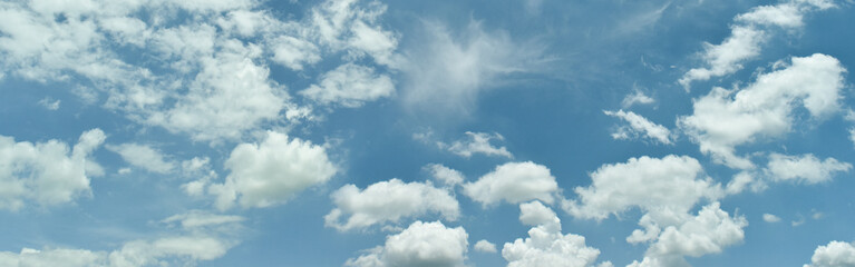 panoramic blue sky background with white clouds