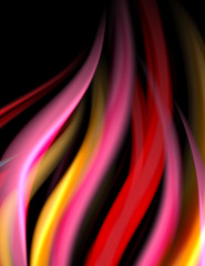 Silk smooth lines on black, liquid fluid color waves. Vector Illustration